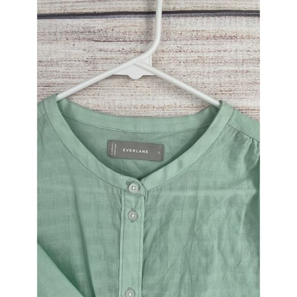 Everlane Short Sleeve Semi Sheer Button Down Maxi Dress Women's Small Green - Picture 3 of 10